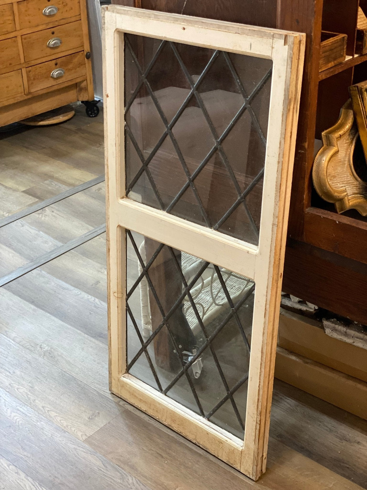 Diamond Leaded Glass Window Panel - The Mustard Seed Collection, The Seed