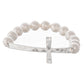 Disco Ball Beaded Hammered Cross Stretch Bracelet