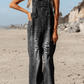 Distressed Pocketed Wide Leg Capri Black Denim Overall - The Mustard Seed Collection, The Seed