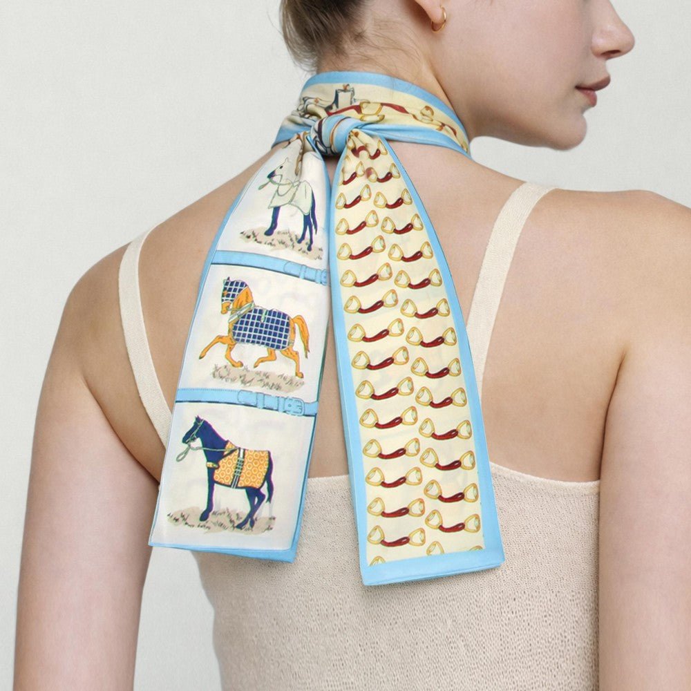 Do Everything In Love Horse Print Skinny Scarf Blue