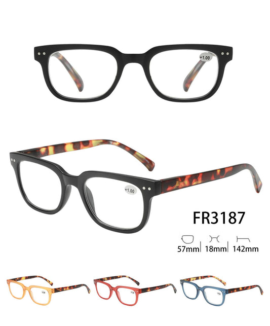 Dual Color Simple Style Frame Reading Glasses/Reader: Mixed 1.00 - 4.00