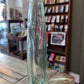 E B & Co Green Glass Apothecary Bottle Flat Bellied
