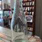 E B & Co Green Glass Apothecary Bottle Flat Bellied