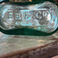 E B & Co Green Glass Apothecary Bottle Flat Bellied