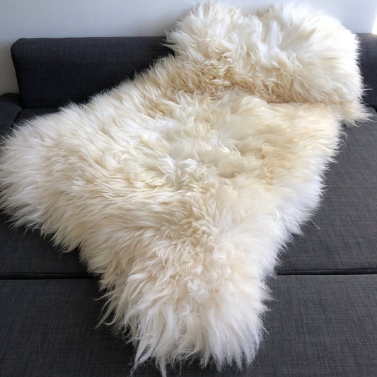 XXL British White Sheepskin Rug 100% Ecotanned