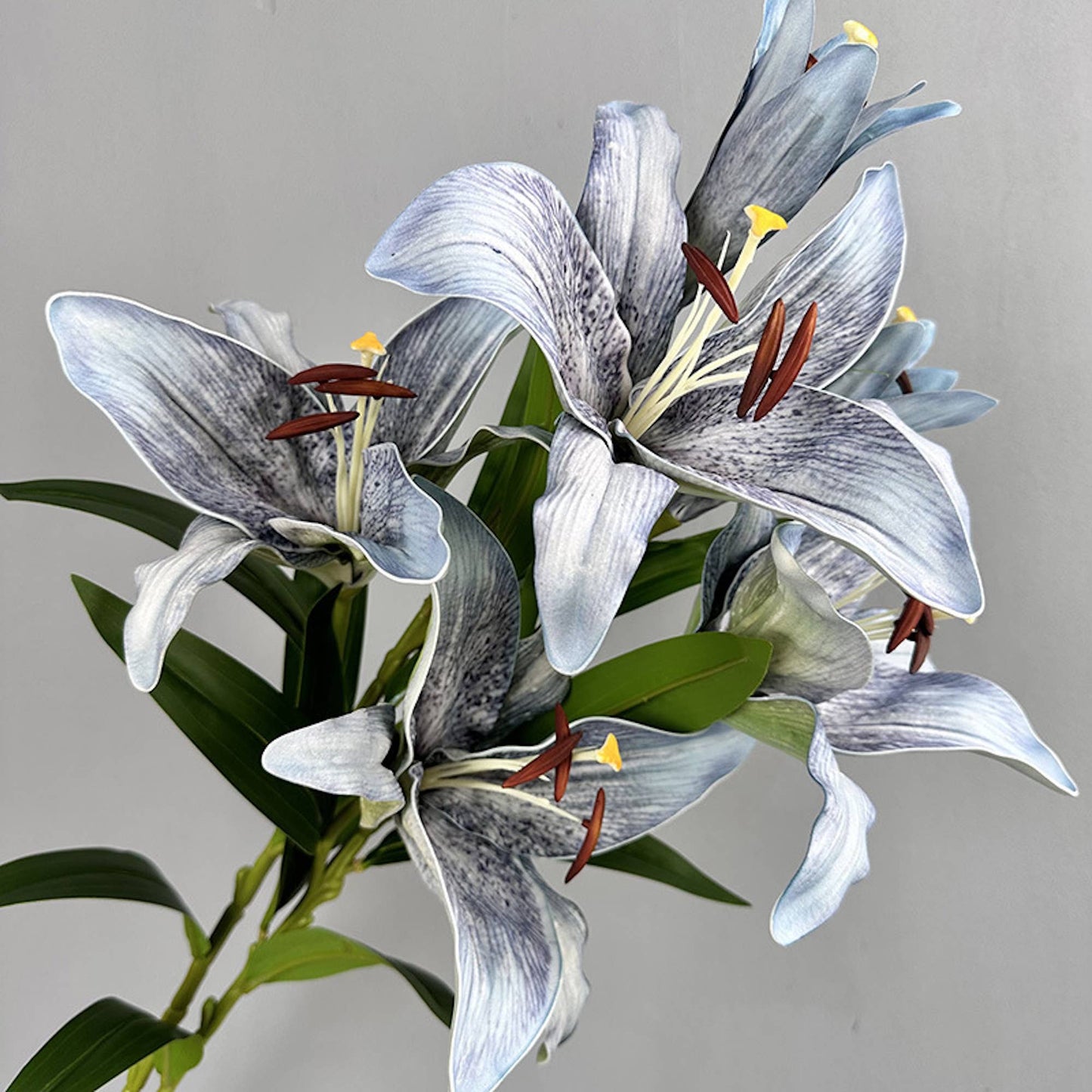 Blue Real Touch Premium Quality Elegant Vintage Blue Bloom Lily