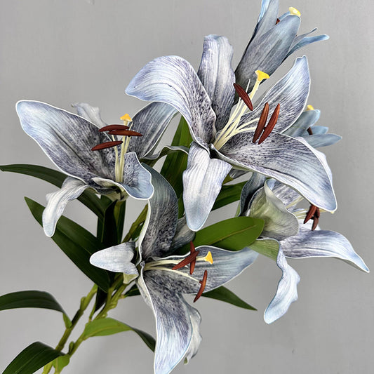 Blue Real Touch Premium Quality Elegant Vintage Blue Bloom Lily
