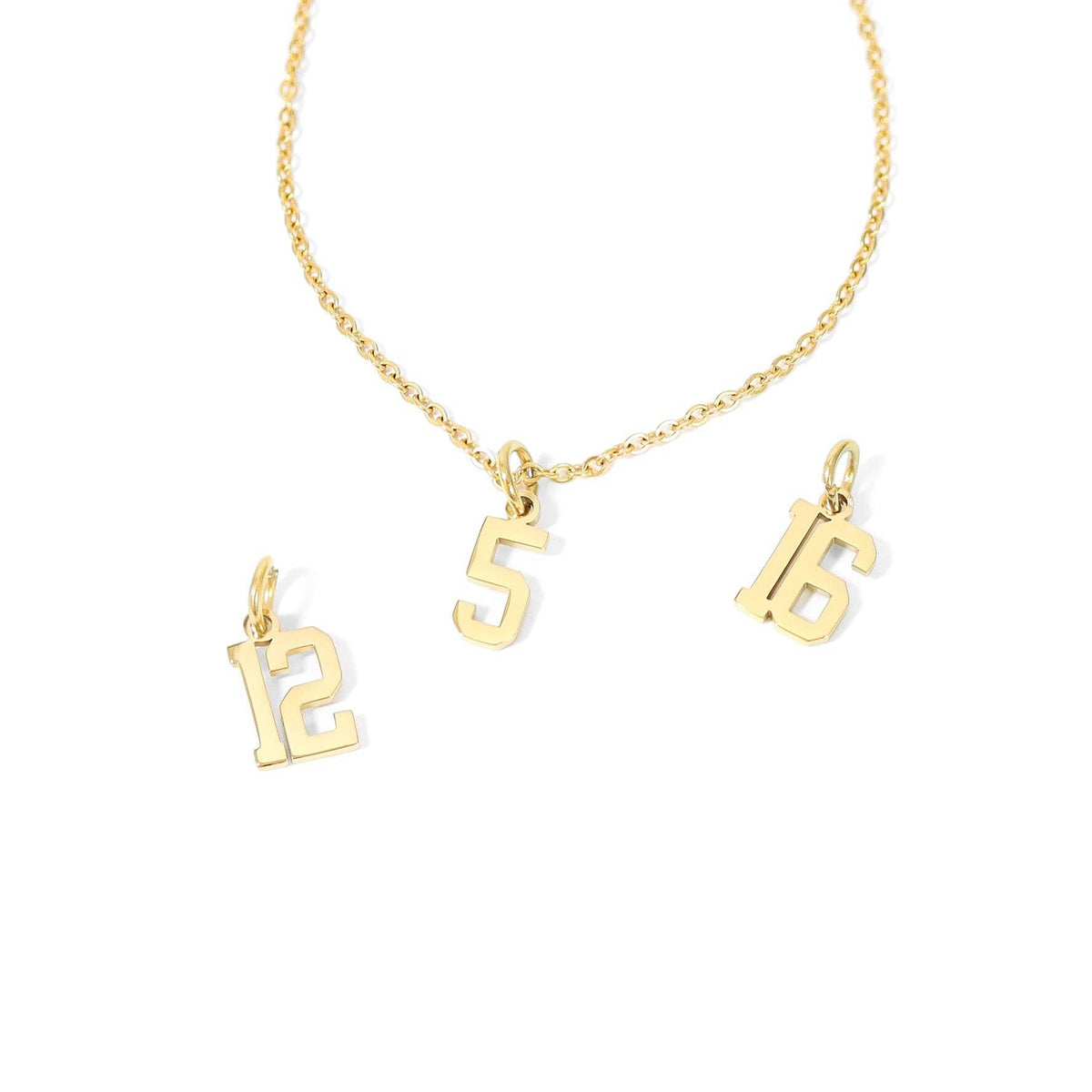 18K Gold PVD Stainless Steel Small Number Charm: 7 WJW