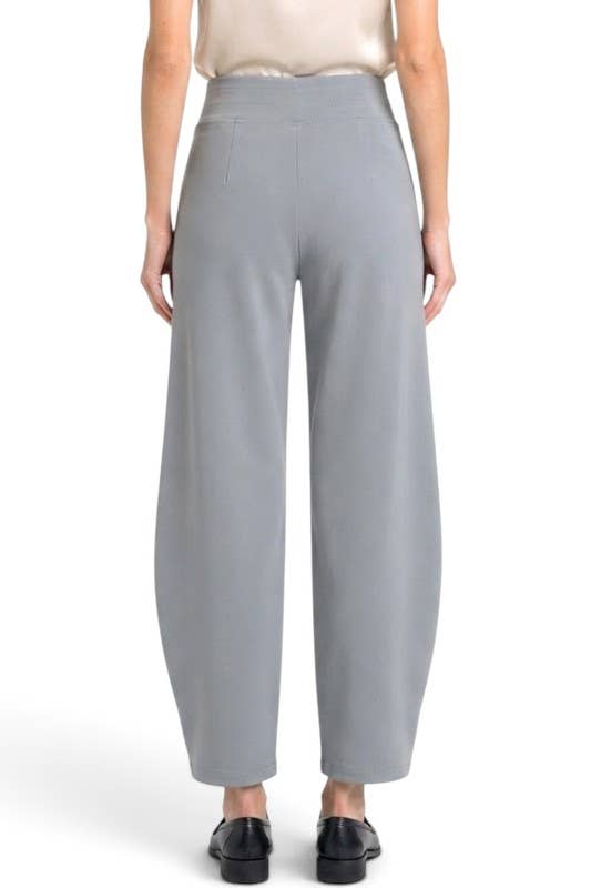 Stretch Scuba – Relaxed Barrel Leg Pants: Light Grey MIO WHOLESALE