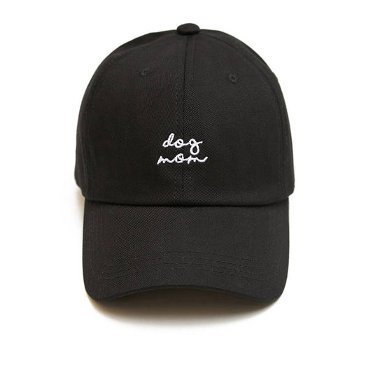 Dog mom script baseball cap: Black / ONE SIZE