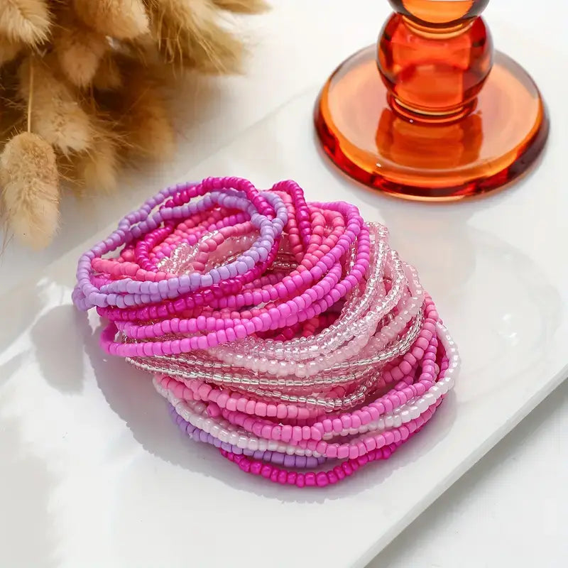 Pink Crazy Glass Beaded Bracelet