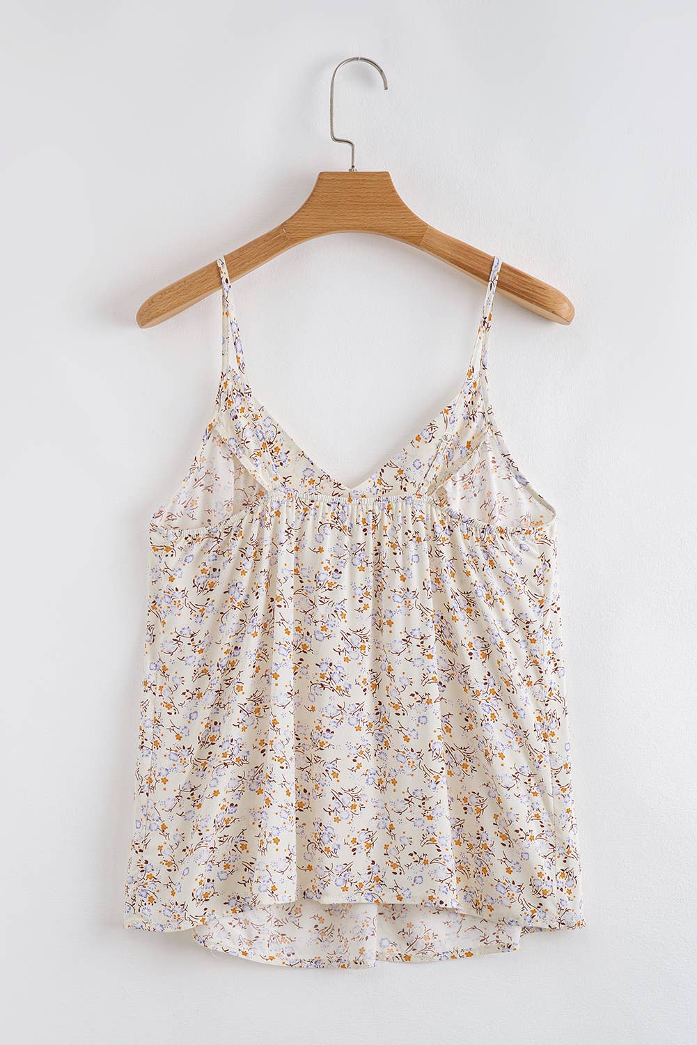 Spring 2026 Boho Floral Spaghetti Straps Tank Top: Apricot / S