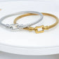 18K Gold PVD Stainless Steel Buckle Clasp Bangle Bracelet: Gold WJW