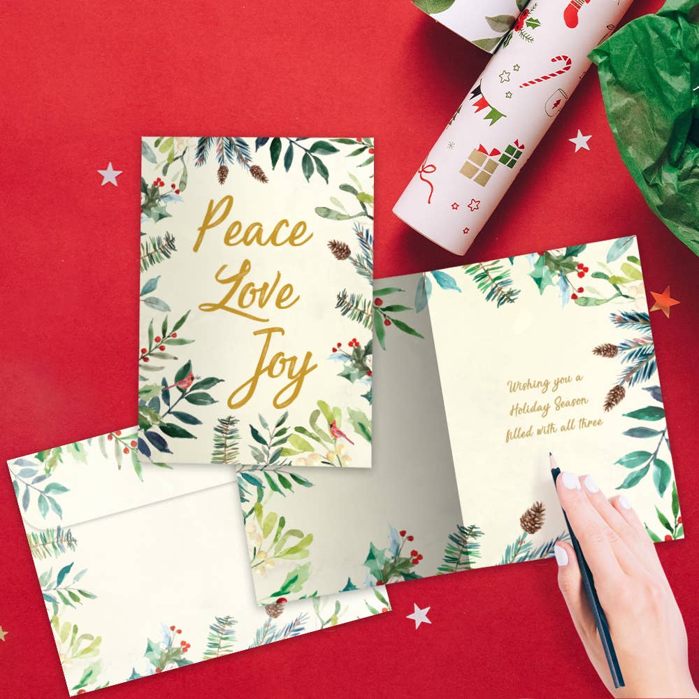 Peace Joy Watercolor Holiday