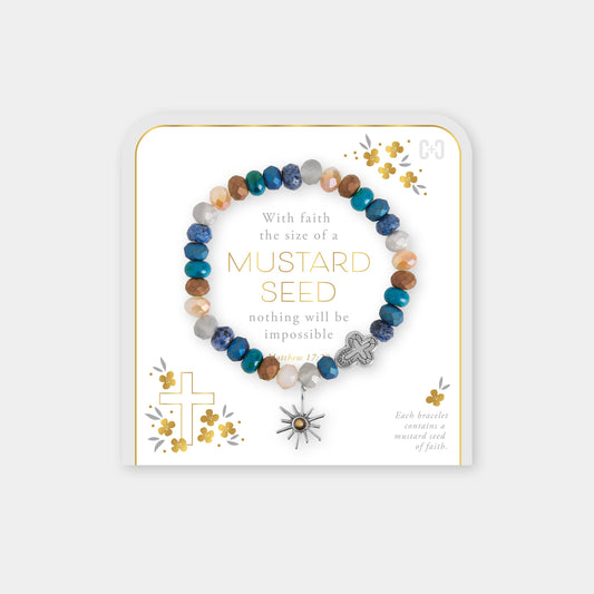 Mustard Seed Bracelet: Teals / Stretch