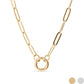 Stainless Steel Paperclip Carabiner Charm Holder Necklace: Gold / 16"+2" WJW