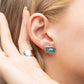 Gold Stainless Steel Turquoise Stone Buckle Stud Earrings: Gold WJW