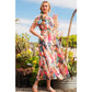 Abstract Printed Smocked Maxi Dress: FUCHSIA