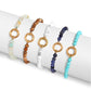 18K Gold PVD Stainless Steel Semi Precious Natural Stone Charm Keeper Bracelet: Gold / Turquoise WJW