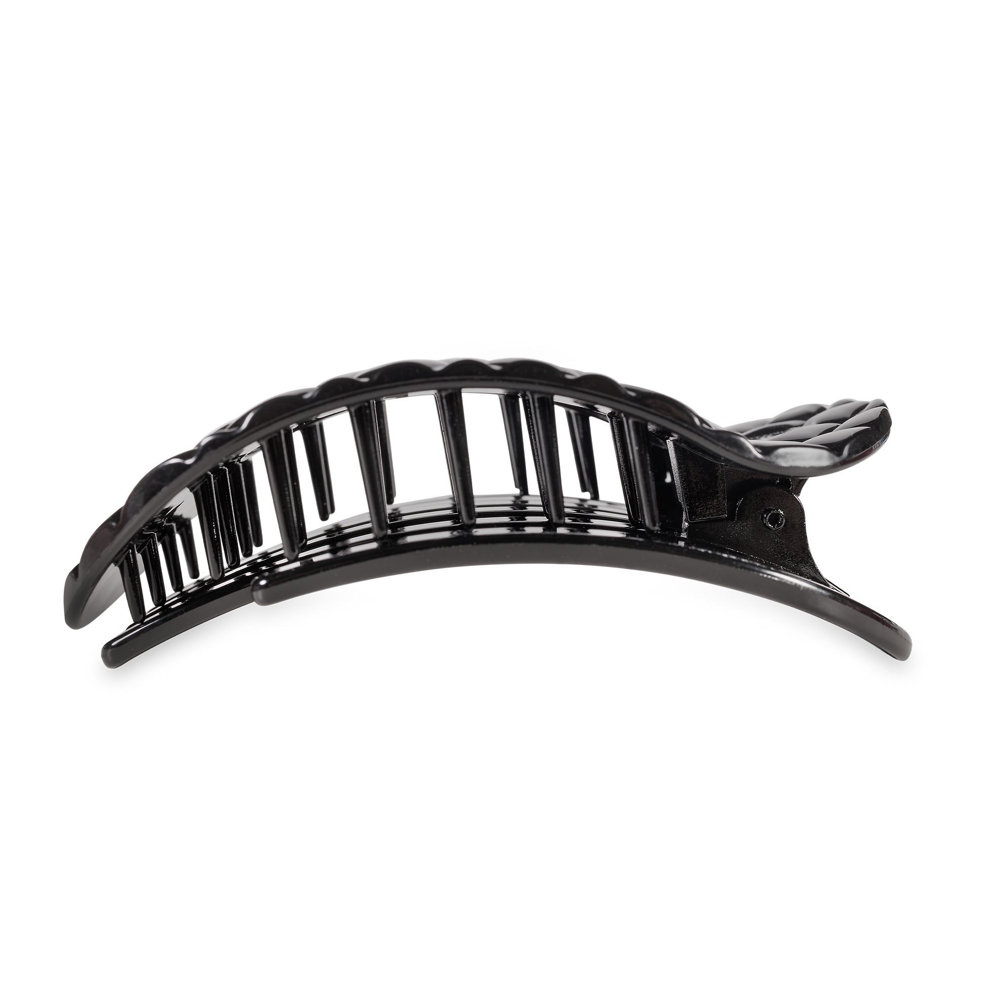 Flat Round Hair Clip | Large | Jet Black Quilted