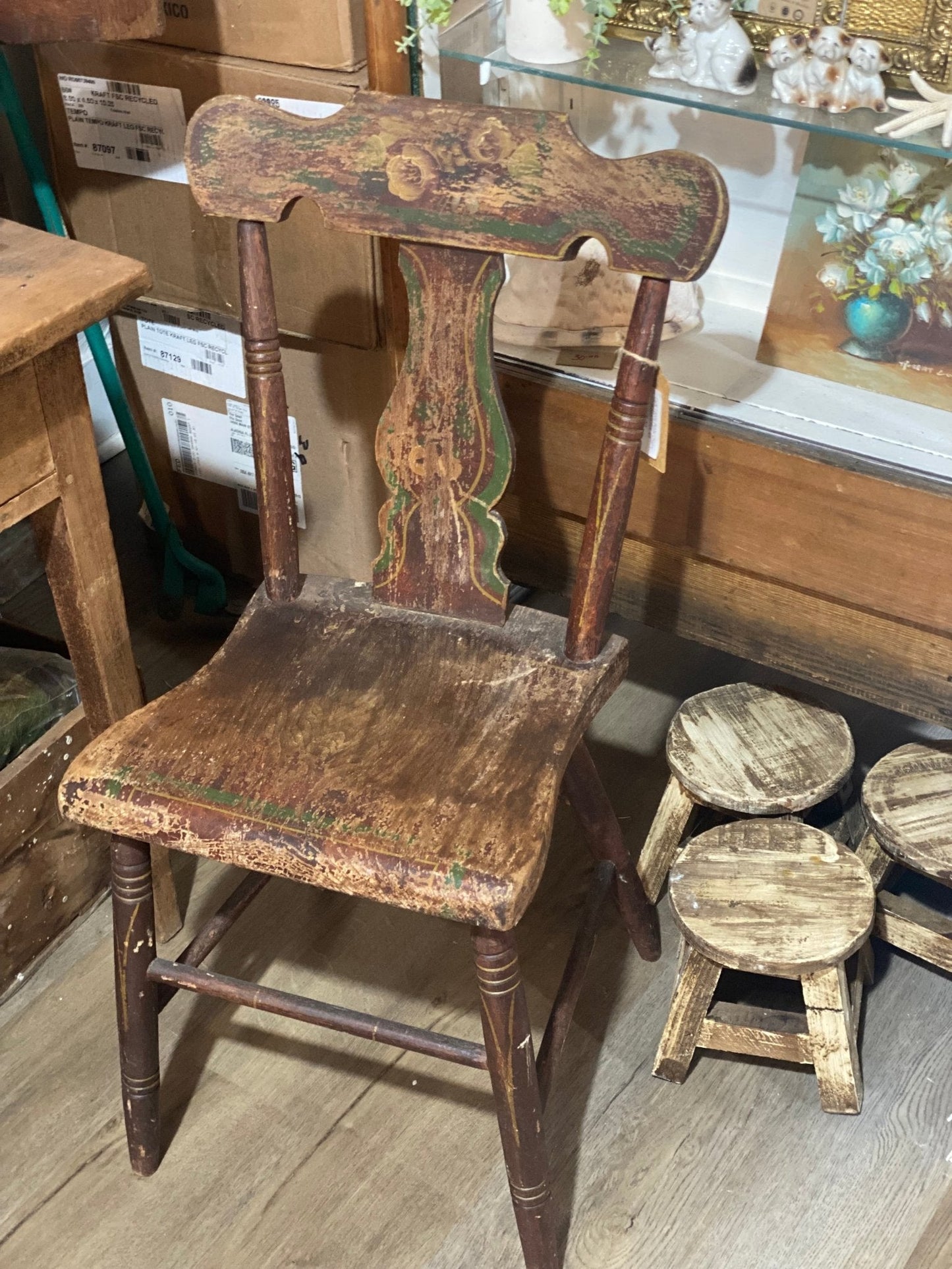 Early 1800s Petite Chair Wooden Folk Art - The Mustard Seed Collection, The Seed