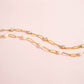 18K Gold PVD Station Glass Pearl Paperclip Chain Bracelet: Gold WJW