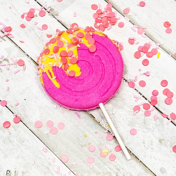 Lollipop Bath Bomb - Pink: Pink and White