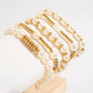 18K Gold PVD 8mm Kiska Glass Pearl Stretch Bracelet: Gold WJW