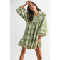 Embroidered Dress with Balloon Sleeves: Green - The Mustard Seed Collection, The Seed