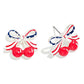 Enamel Americana Bow &amp; Cherries Post Drop Earring 
