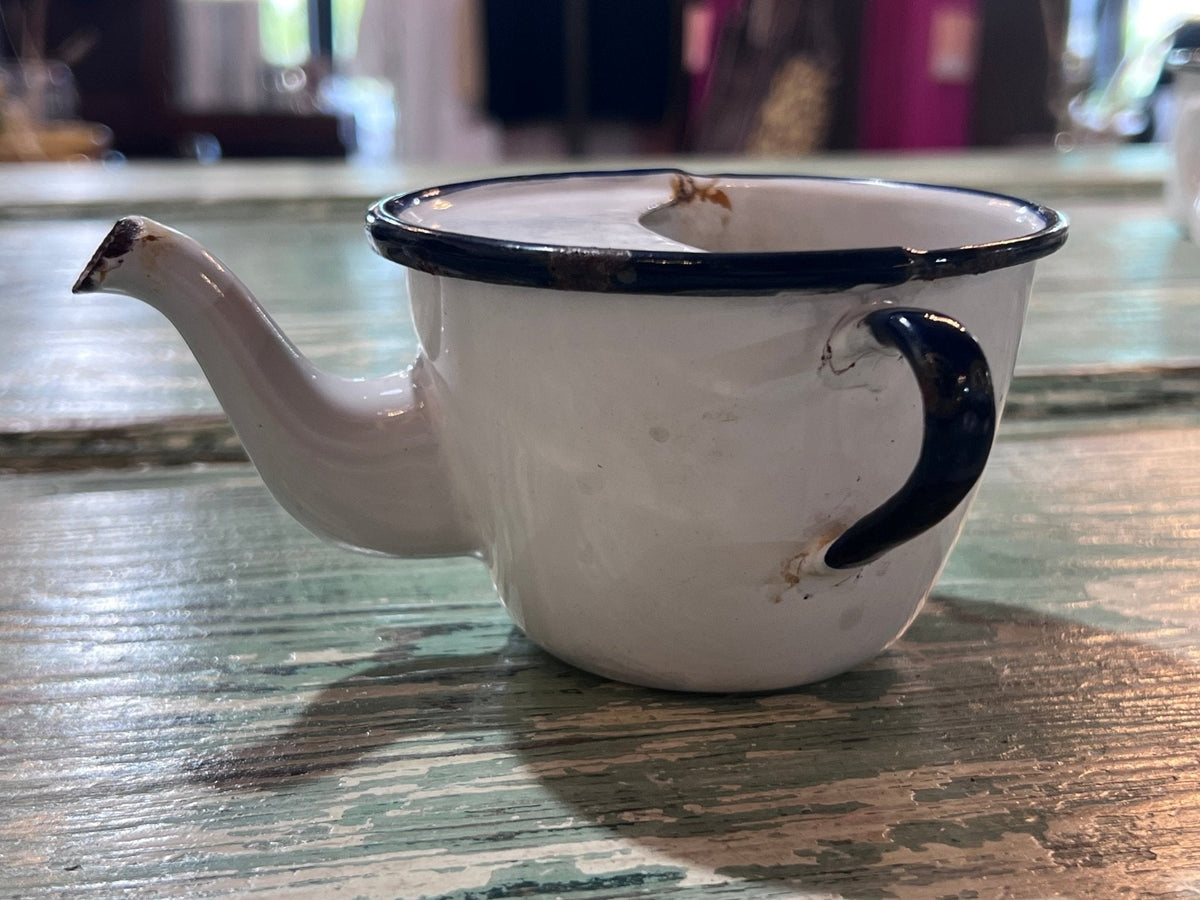 Enamel Antique Baby Invalid Feeder Cup taper bottom - The Mustard Seed Collection, The Seed
