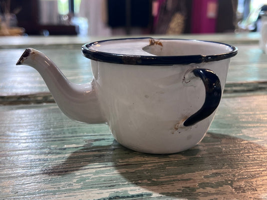 Enamel Antique Baby Invalid Feeder Cup taper bottom - The Mustard Seed Collection, The Seed