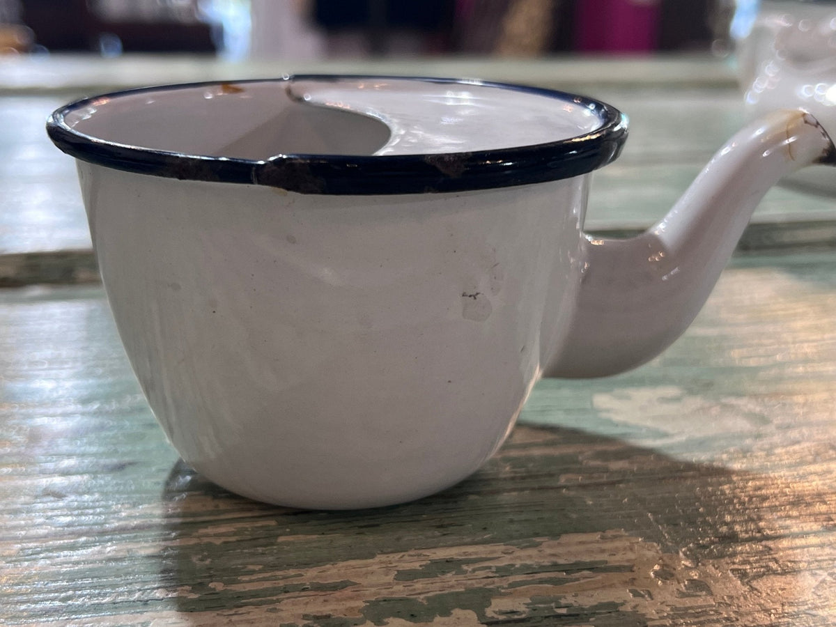 Enamel Antique Baby Invalid Feeder Cup taper bottom - The Mustard Seed Collection, The Seed