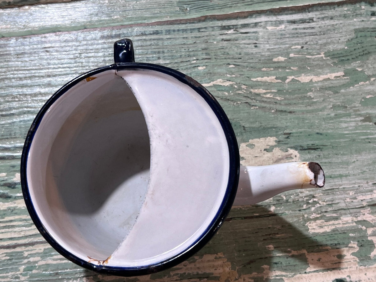 Enamel Antique Baby Invalid Feeder Cup taper bottom - The Mustard Seed Collection, The Seed