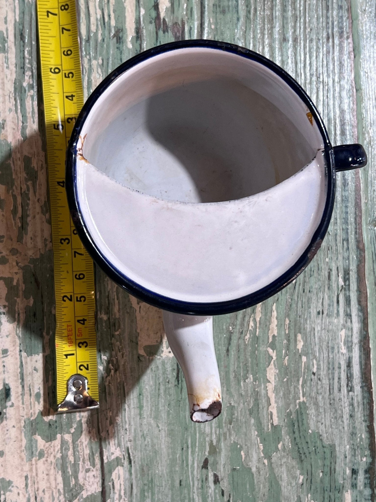 Enamel Antique Baby Invalid Feeder Cup taper bottom - The Mustard Seed Collection, The Seed