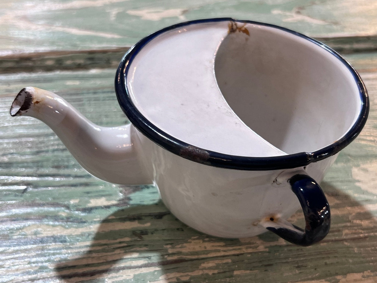 Enamel Antique Baby Invalid Feeder Cup taper bottom - The Mustard Seed Collection, The Seed