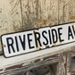 Enamel Antique Riverside Ave Road Sign Authentic - The Mustard Seed Collection, The Seed