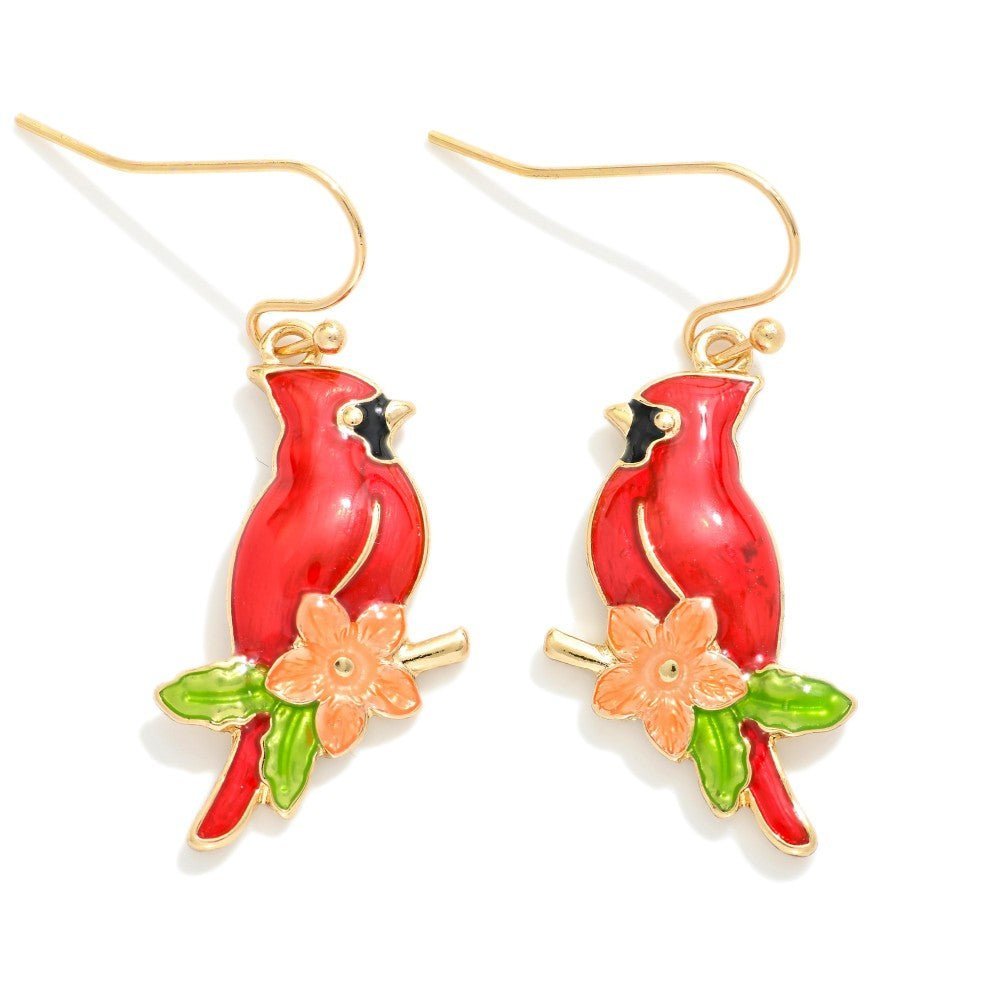 Enamel Cardinals Drop Earrings - The Mustard Seed Collection, The Seed