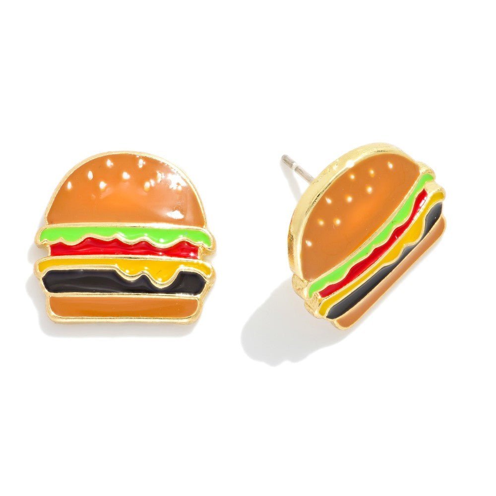 Enamel Cheeseburger Stud Earrings 