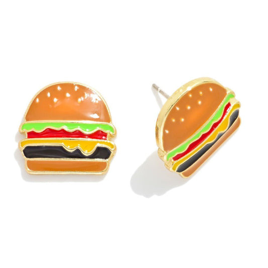 Enamel Cheeseburger Stud Earrings 