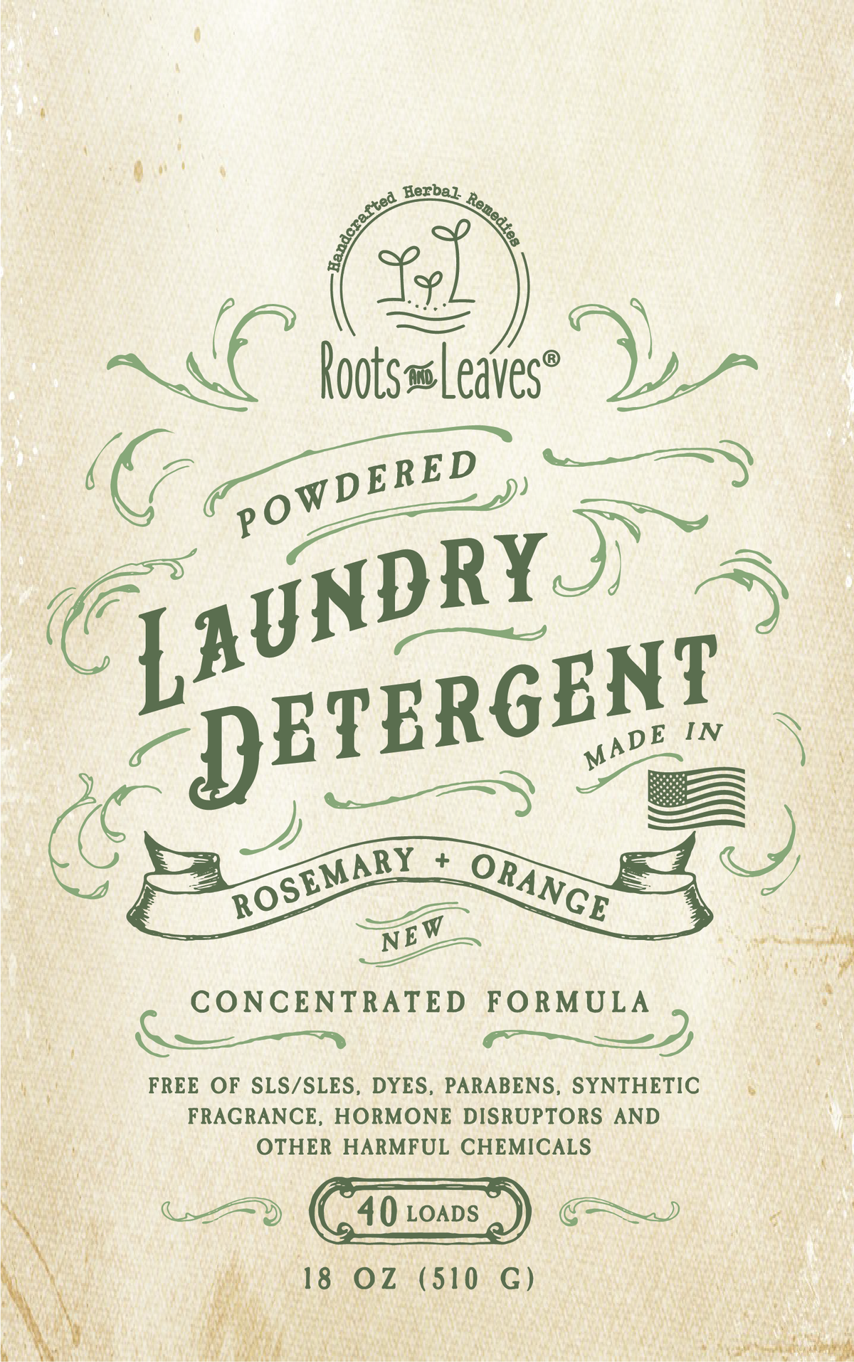 Powdered Laundry Detergent - Rosemary Orange Roots And Leaves