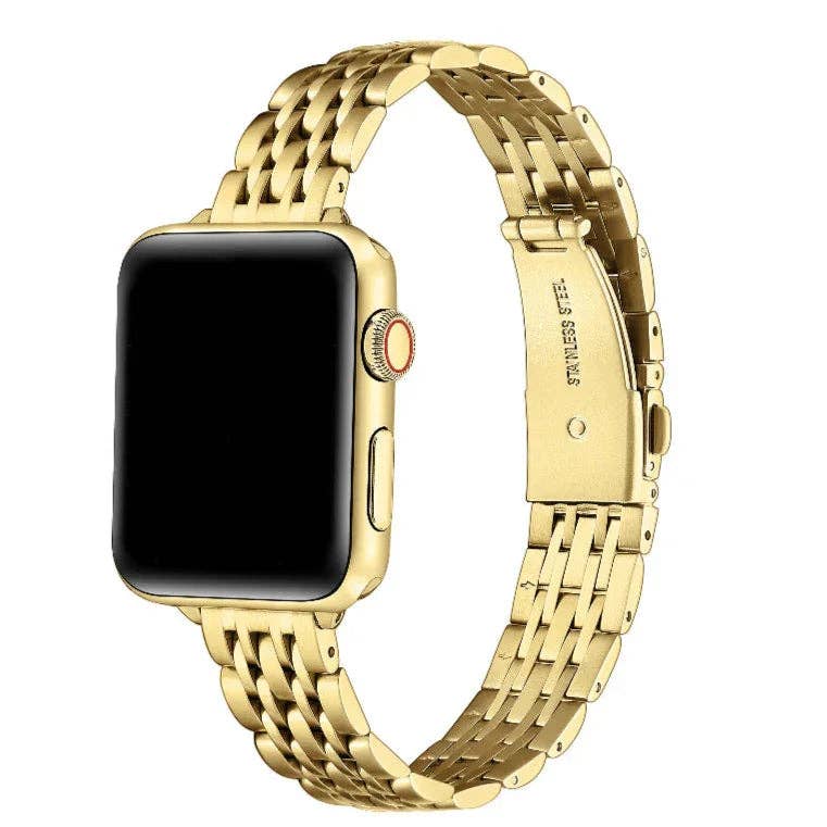 Rainey Skinny Stainless Steel Band for Apple Watch: Silver/Gold / Fits All Models Posh Tech