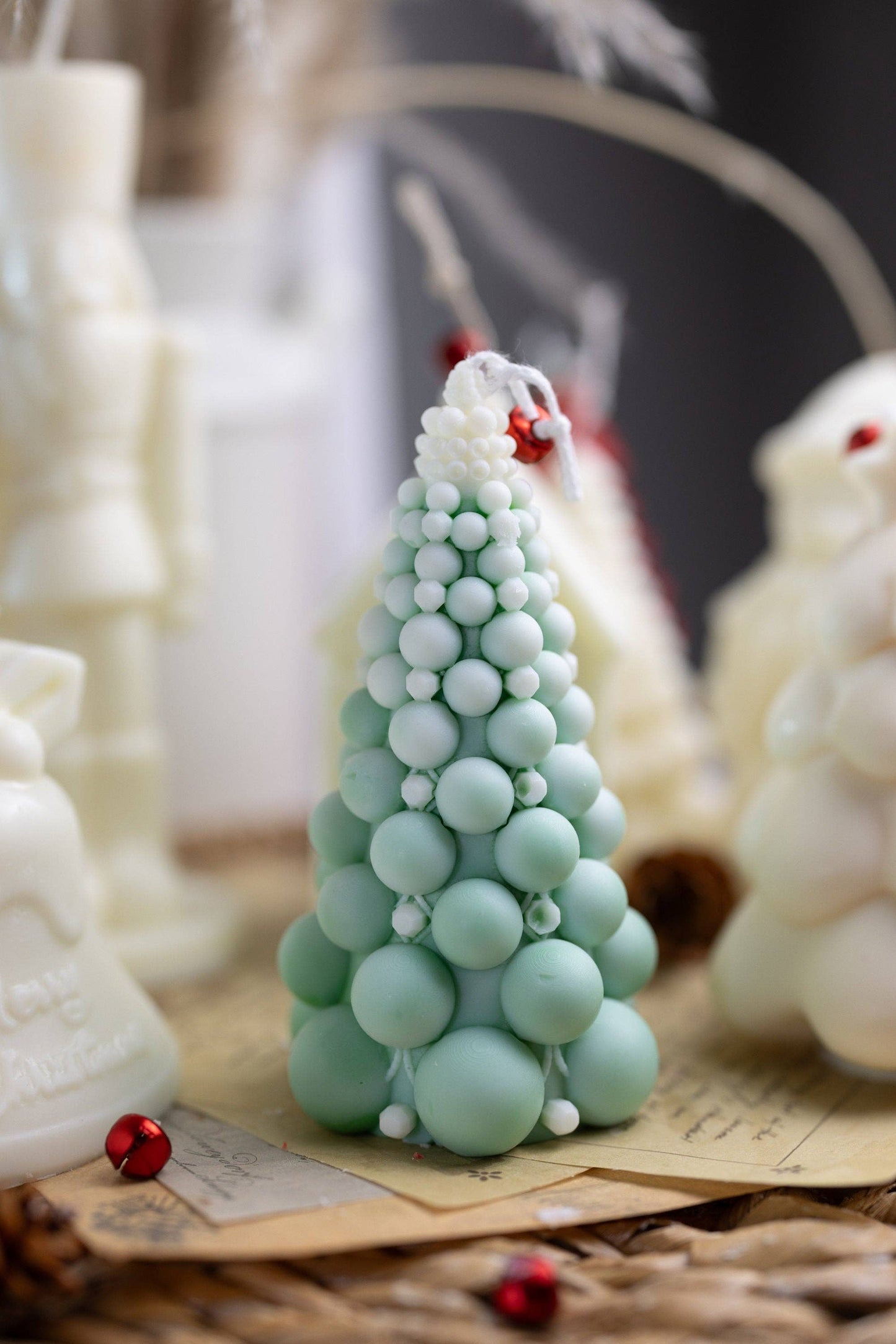 Bubble Christmas Tree Candle | Hand-poured with All-Natural Soy Wax| White&Green / Fraser Fir