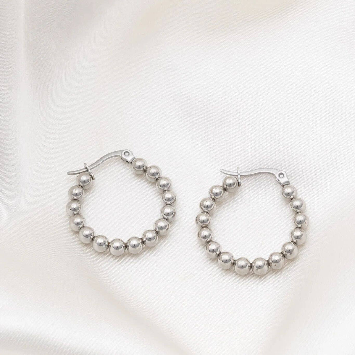 18K Gold PVD Stainless Steel Circle Ball Hoop Earrings: Gold WJW