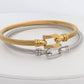 18K Gold PVD Stainless Steel Buckle Clasp Bangle Bracelet: Gold WJW