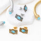 Gold Stainless Steel Turquoise Stone Buckle Stud Earrings: Stainless WJW