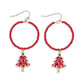 Faceted Beaded Hoop Earrings Featuring Painted Metal Christmas Tree Dangle Detail - The Mustard Seed Collection, The Seed