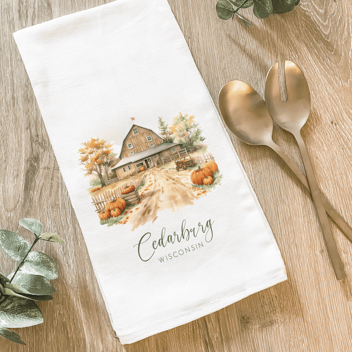 Fall Farm - Cotton Tea Towel - The Mustard Seed Collection, The Seed