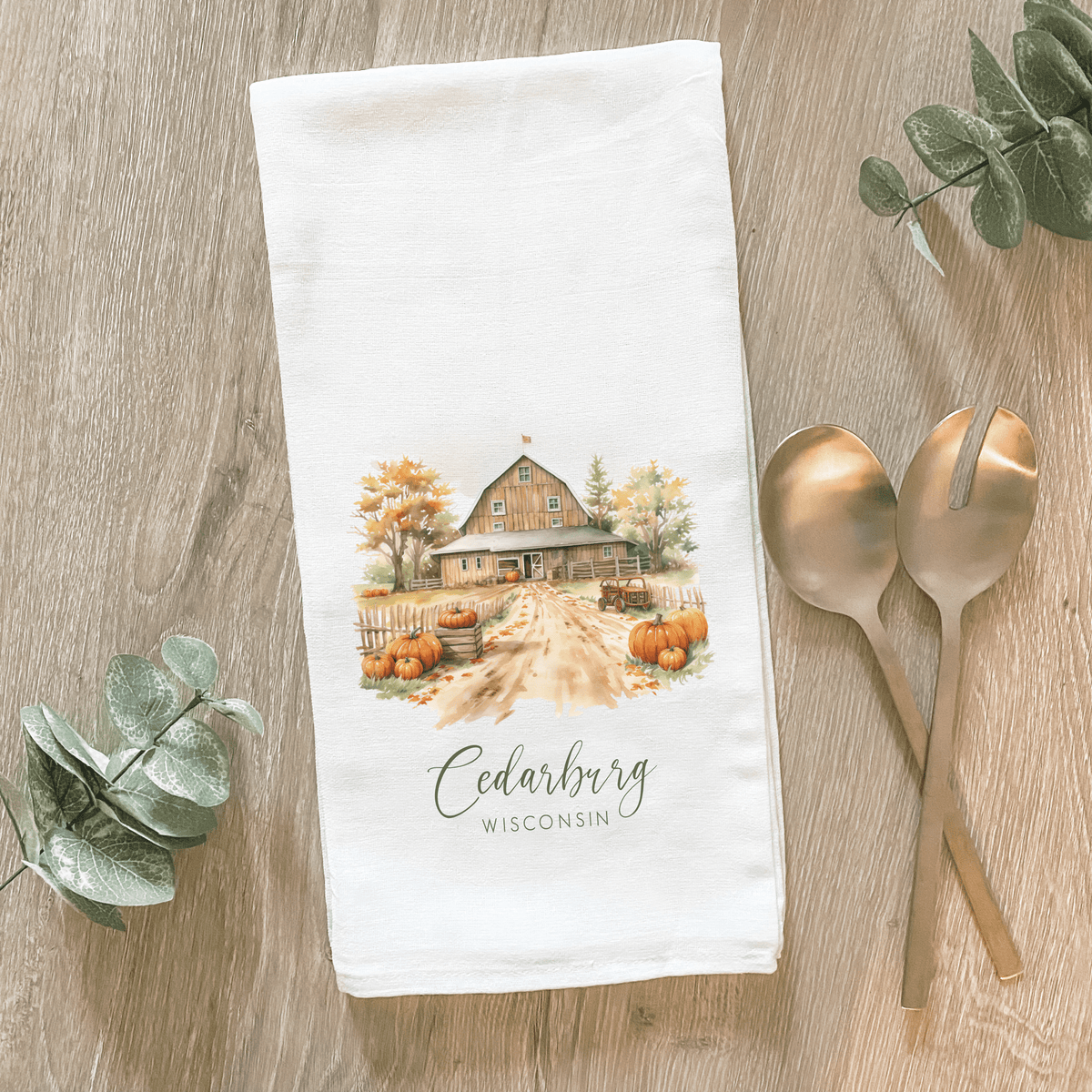 Fall Farm - Cotton Tea Towel - The Mustard Seed Collection, The Seed