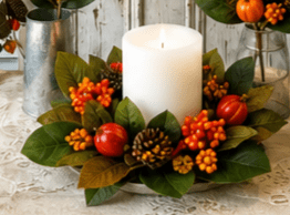 Fall Harvest Pumpkin & Berry Candle Ring - The Mustard Seed Collection, The Seed